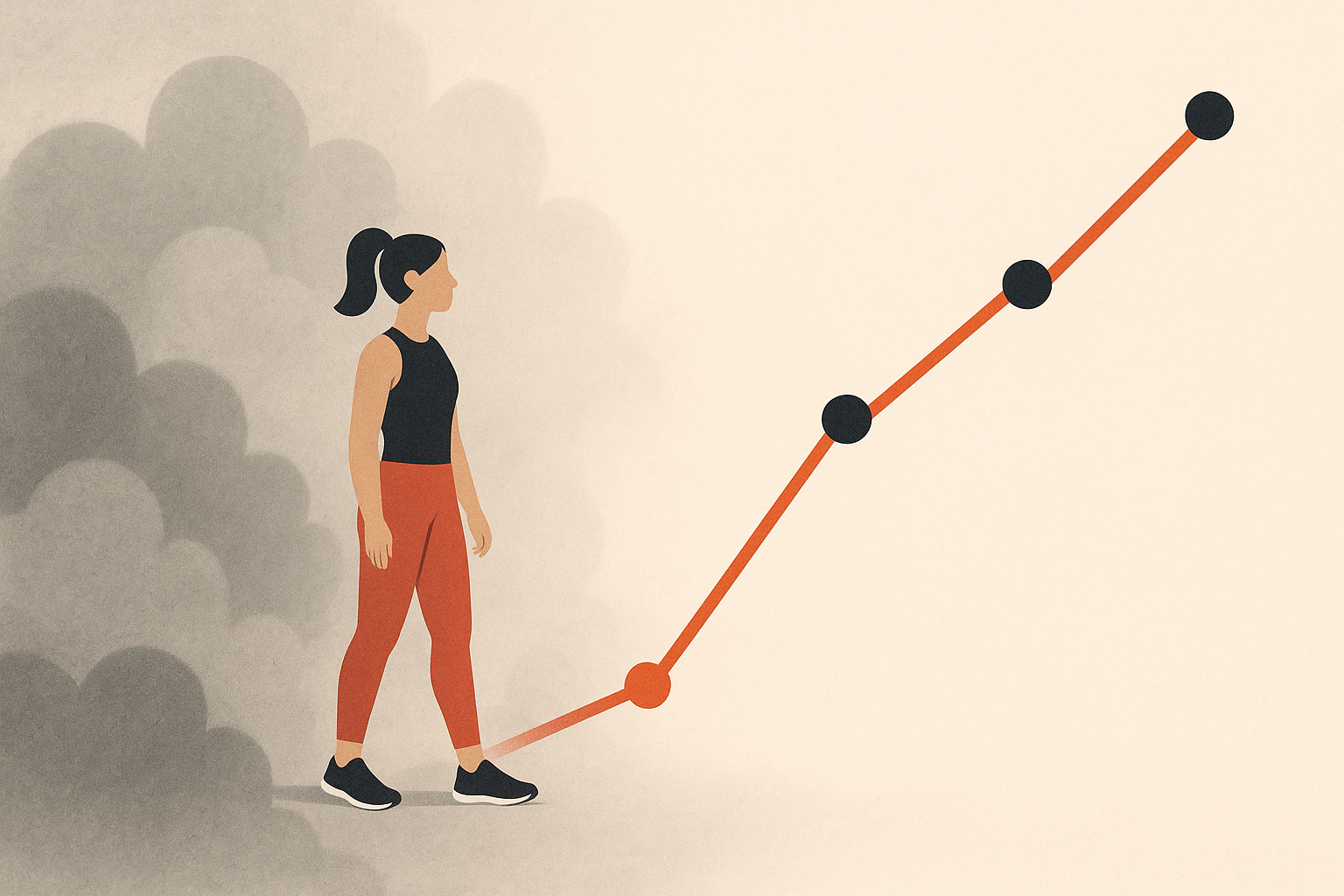 Editorial image showing early uncertainty turning into clear trend lines over time.